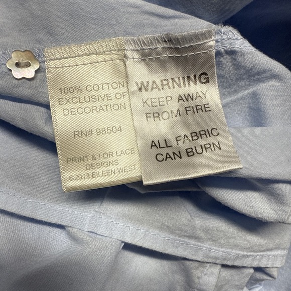 Eileen West Nightgown Large Mother of Pearl Buttons Light Blue Long - Picture 9 of 12